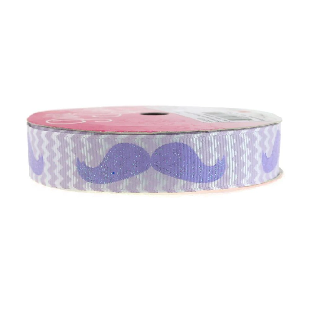 Glitter Mustache Chevron Grosgrain Ribbon, 7/8-inch, 3-yard - Image 5