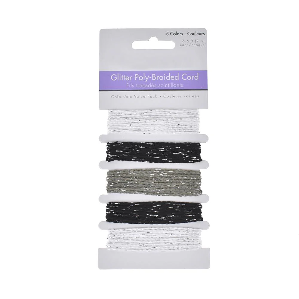Glitter Poly-Braided Cord Trim, 5-Piece - Image 3