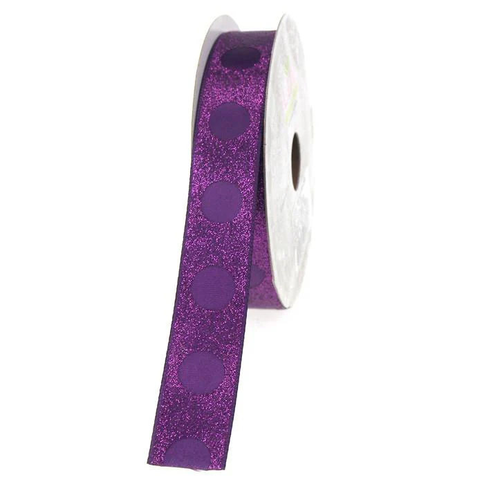 Glitter Ribbon with Satin Dots, 7/8-inch, 10-yard - Image 6