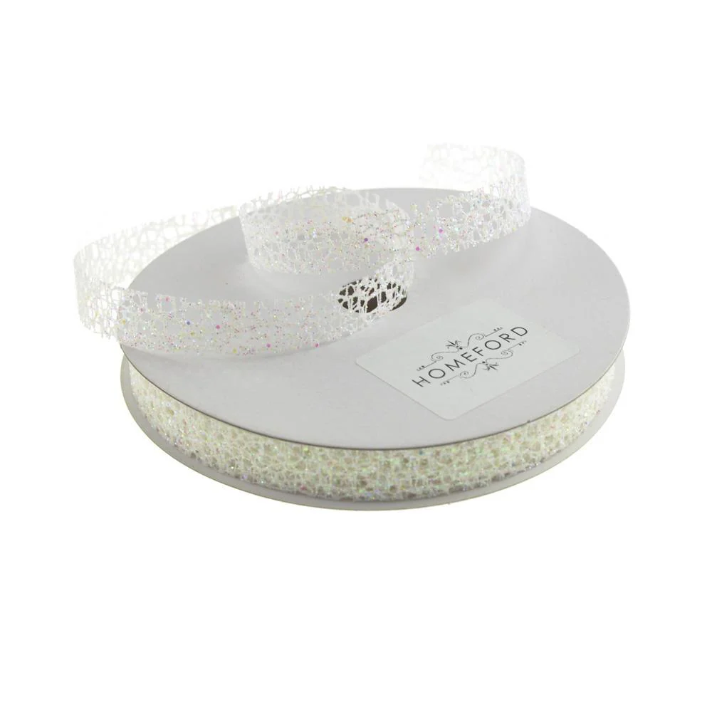 Glitter Web Mesh Ribbon, 5/8-Inch, 25 Yards - Image 3