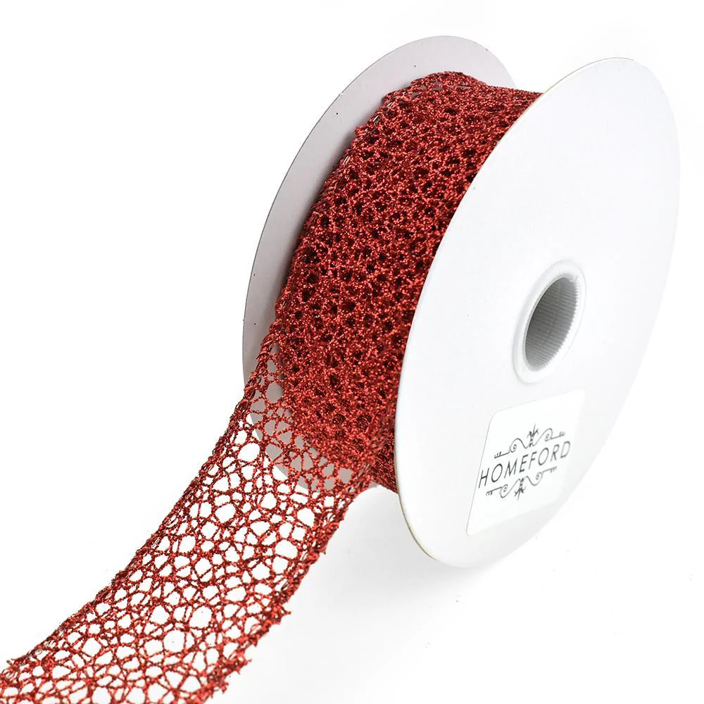 Glitter Webbing Wired Ribbon, 1-1/2-Inch, 10-Yard - Image 2