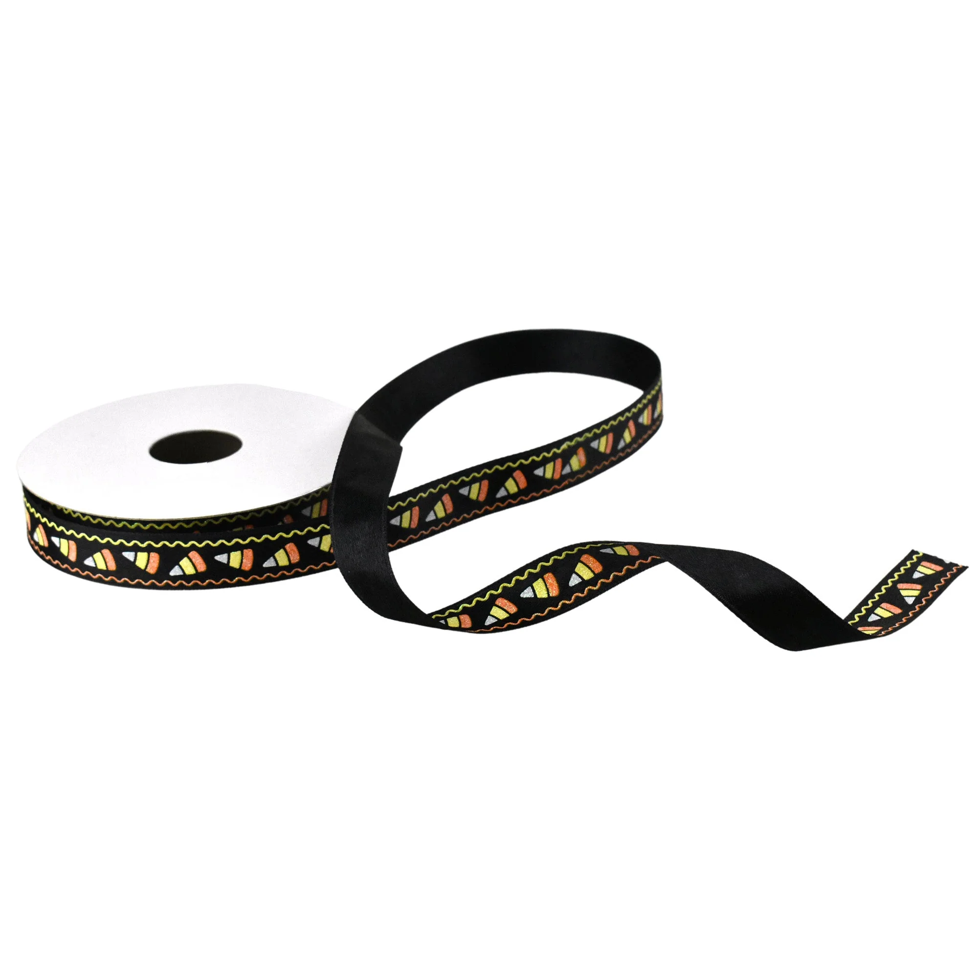 Glittered Candy Corn Satin Ribbon, 5/8-Inch, 10-Yard - Image 3