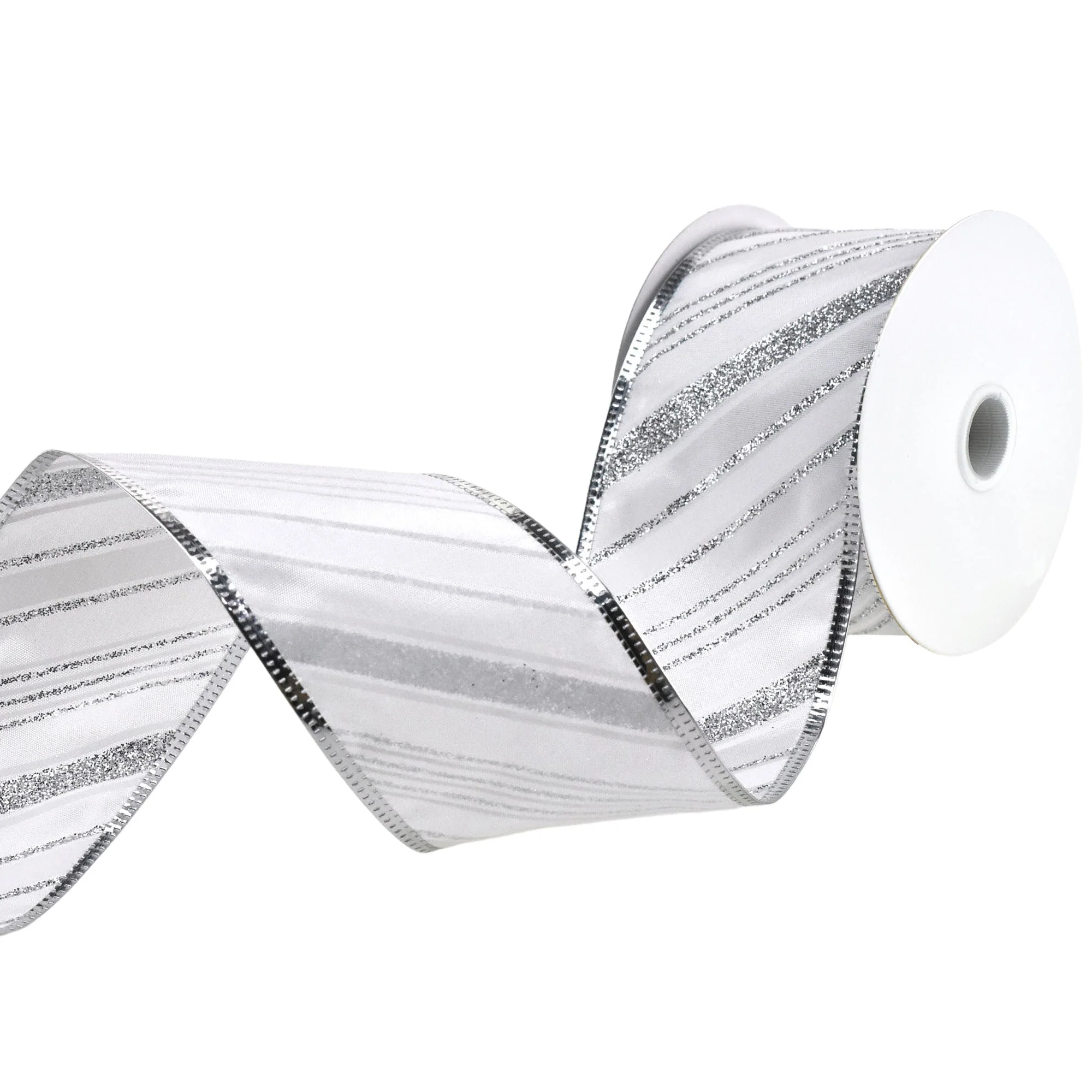 Glittered Christmas Diagonal Stripes Wired Ribbon, 2-1/2-Inch, 10-Yard - Image 10