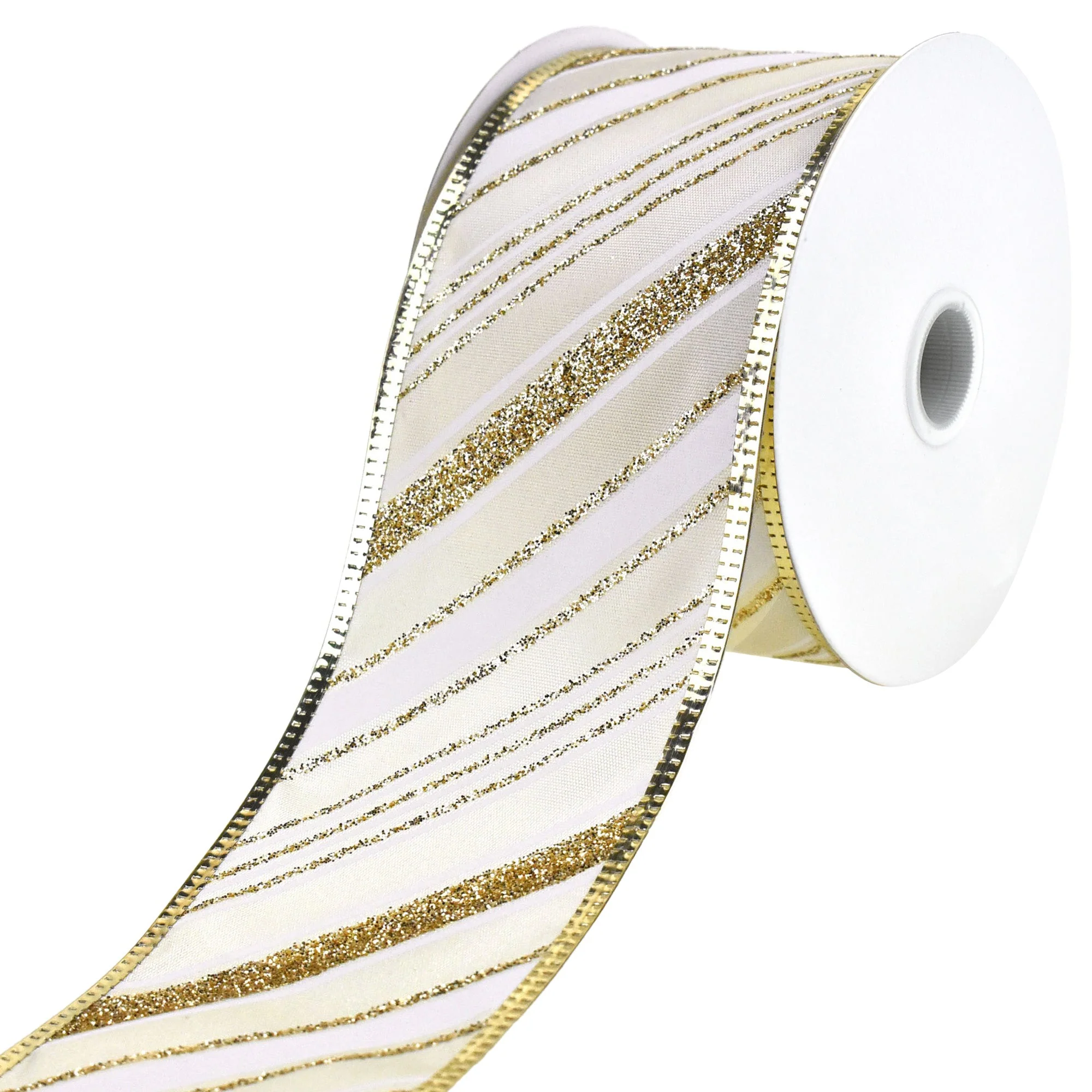 Glittered Christmas Diagonal Stripes Wired Ribbon, 2-1/2-Inch, 10-Yard - Image 11