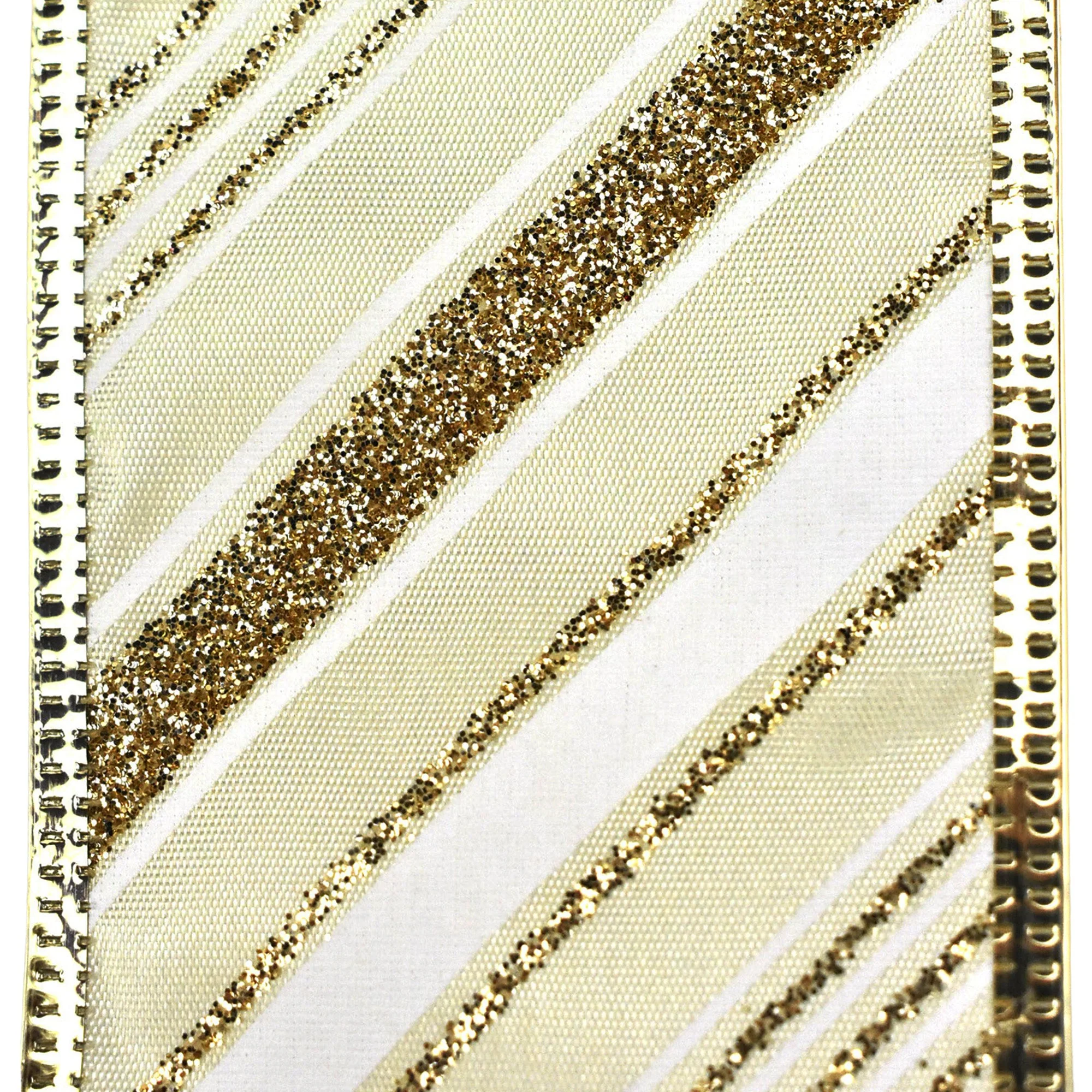 Glittered Christmas Diagonal Stripes Wired Ribbon, 2-1/2-Inch, 10-Yard - Image 12