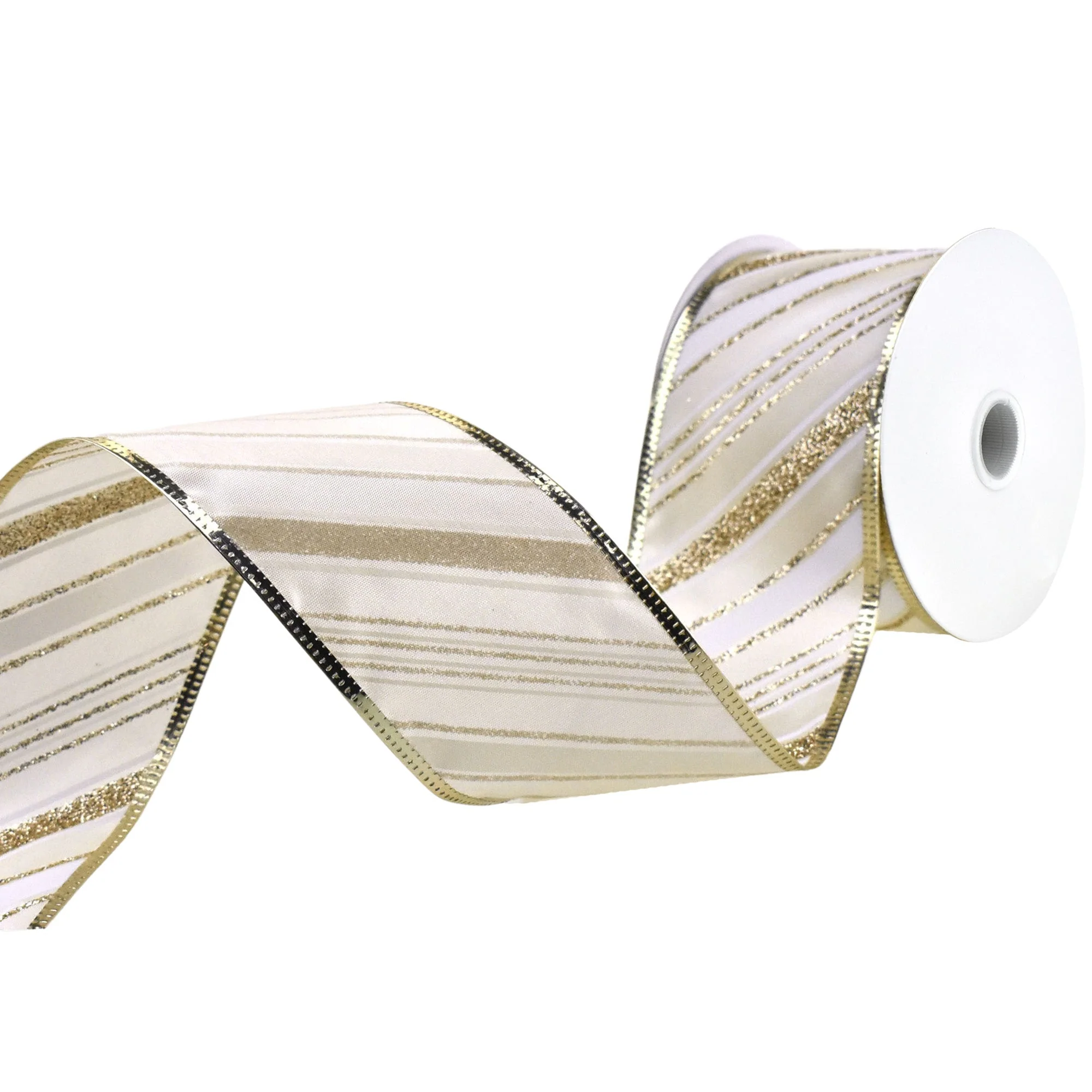 Glittered Christmas Diagonal Stripes Wired Ribbon, 2-1/2-Inch, 10-Yard - Image 13
