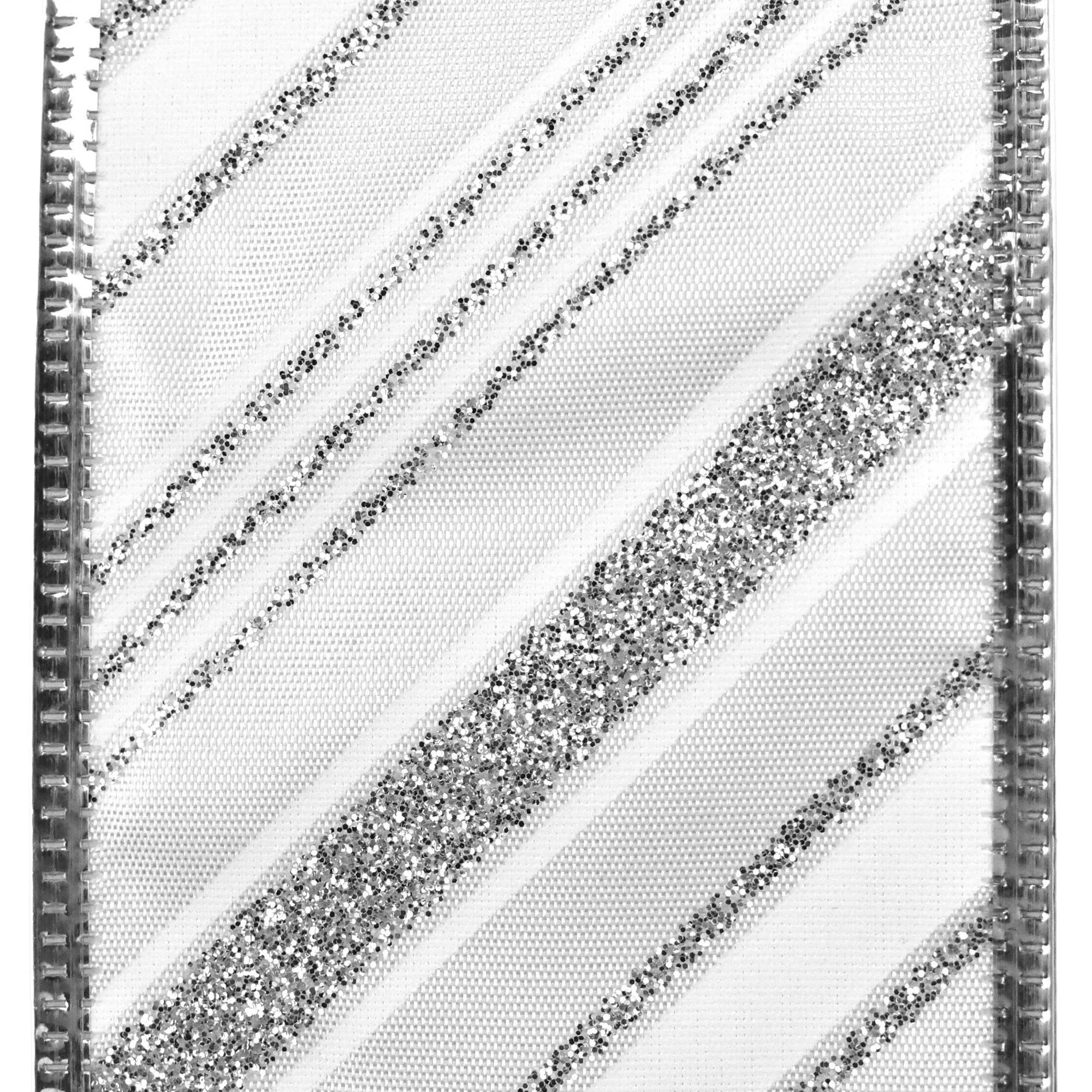 Glittered Christmas Diagonal Stripes Wired Ribbon, 2-1/2-Inch, 10-Yard - Image 9