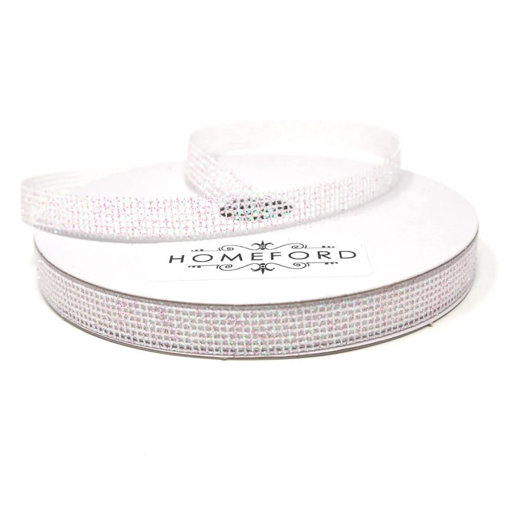Glittered Grid Weave Ribbon, 3/8-Inch, 25 Yards - Image 3