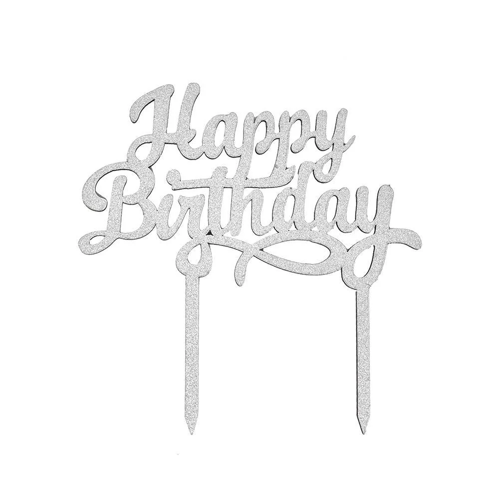 Glittered "Happy Birthday" Cake Topper, 6-1/2-Inch - Image 3