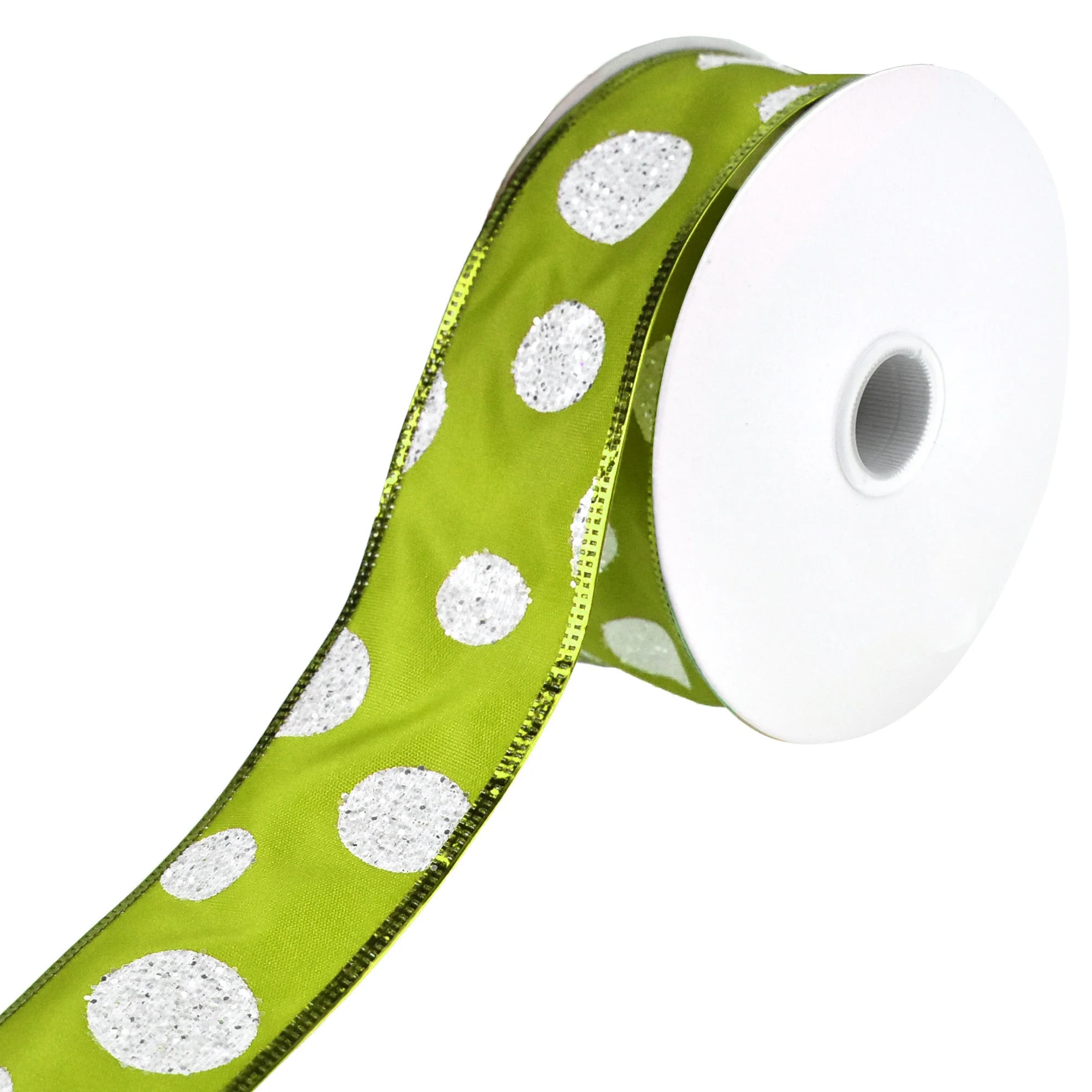 Glittered Jumbo Polka Dots Satin Wired Ribbon, 1-1/2-Inch, 10-Yard - Image 5