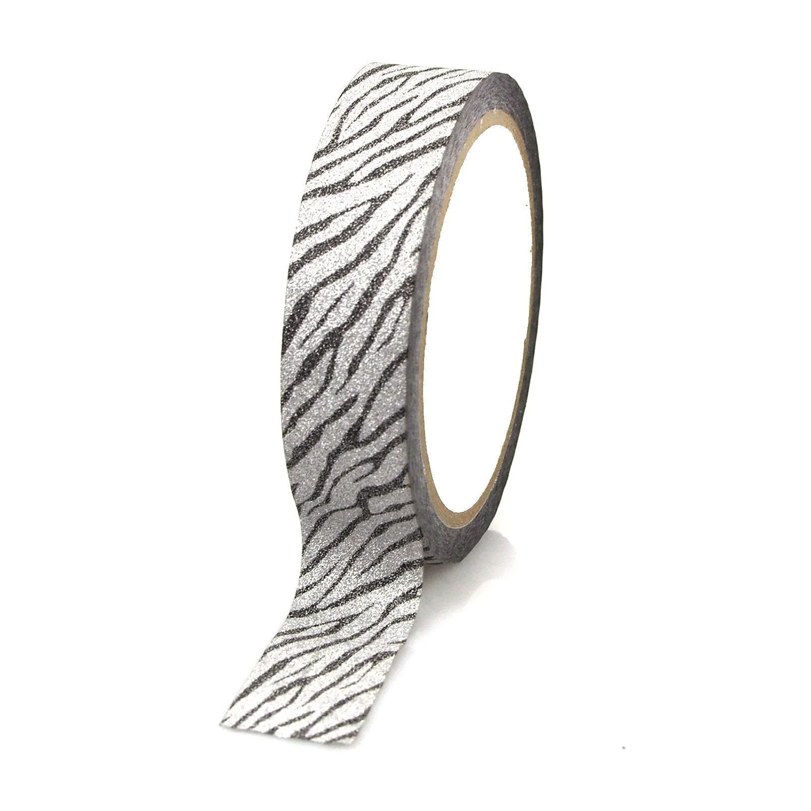 Glittery Zebra Print Tape Ribbon, 1-inch, 20-yard - Image 3