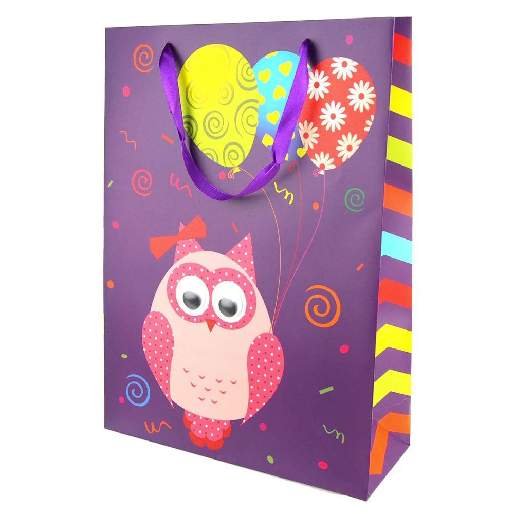 Googly Eyes Owl Balloons Baby Shower Paper Gift Bags, 16-inch - Image 3