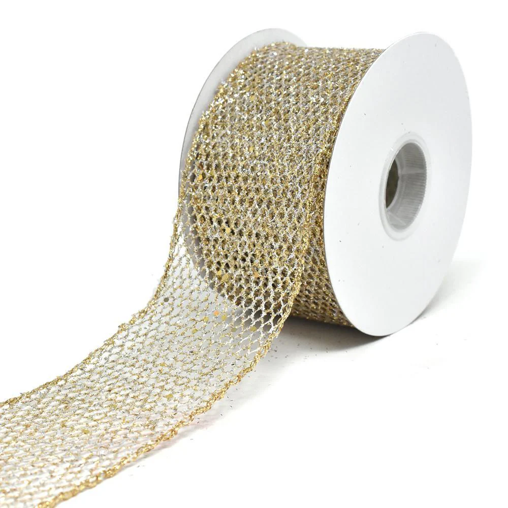 Grand Net Glitter Wired Edge Christmas Ribbon, 2-1/2-Inch, 10-Yard - Image 6
