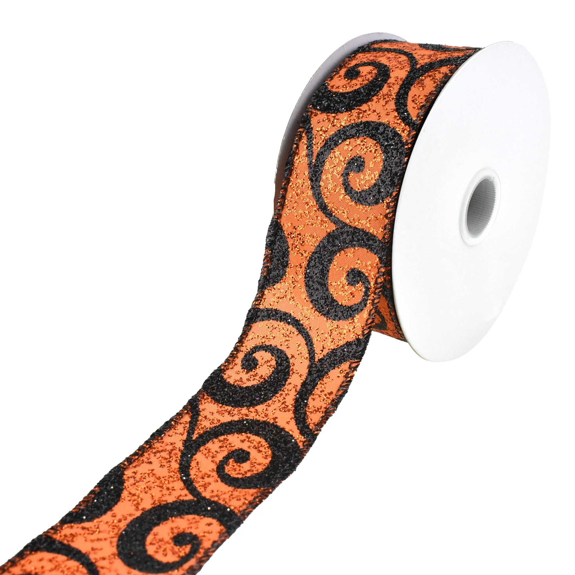 Halloween Glitter Swirls Wired Ribbon, 10-Yard - Image 3