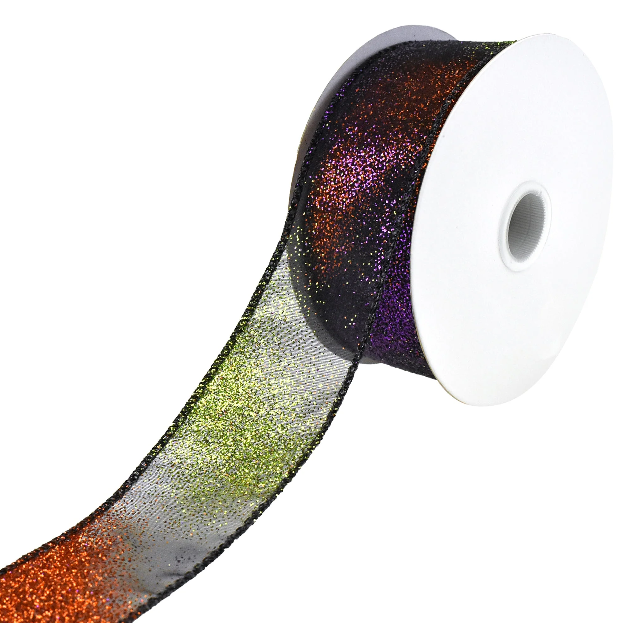 Halloween Glittered Ombre Sheer Wired Ribbon, 1-1/2-Inch, 10-Yard - Image 3