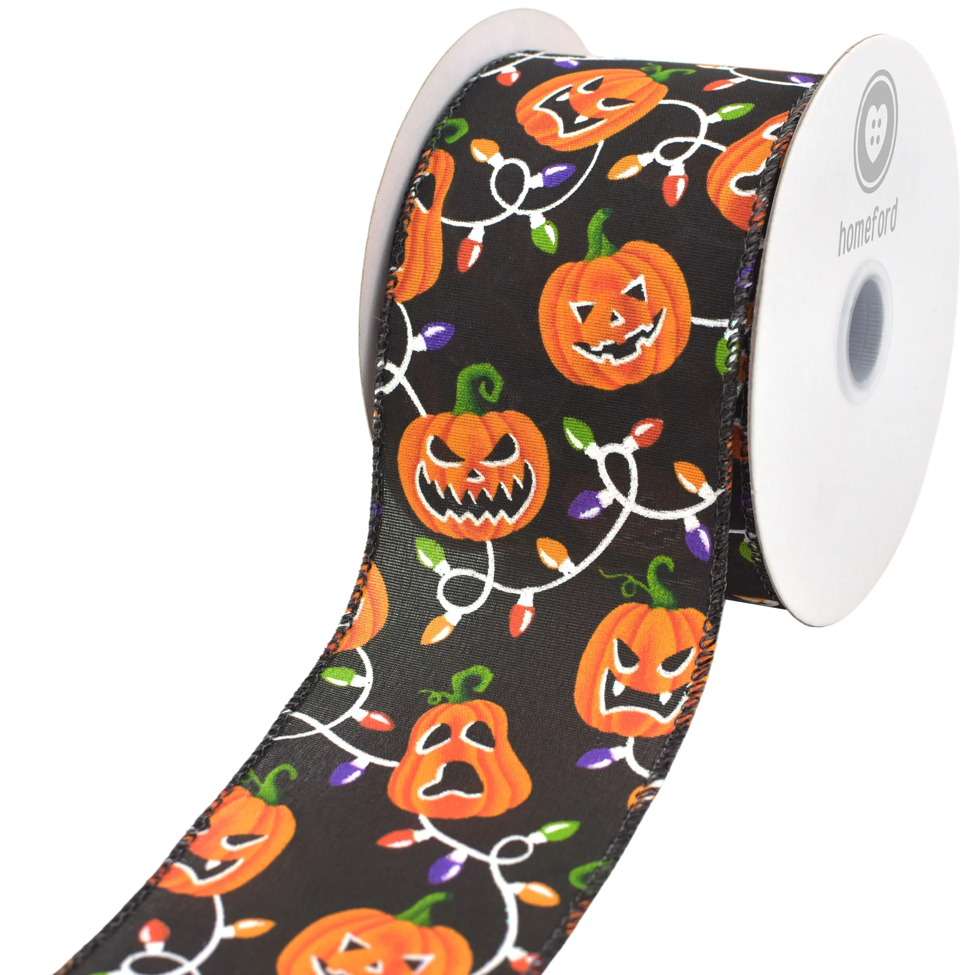 Halloween Jack-O'-Lantern Lights Stain Ribbon, 10-yard - Image 3
