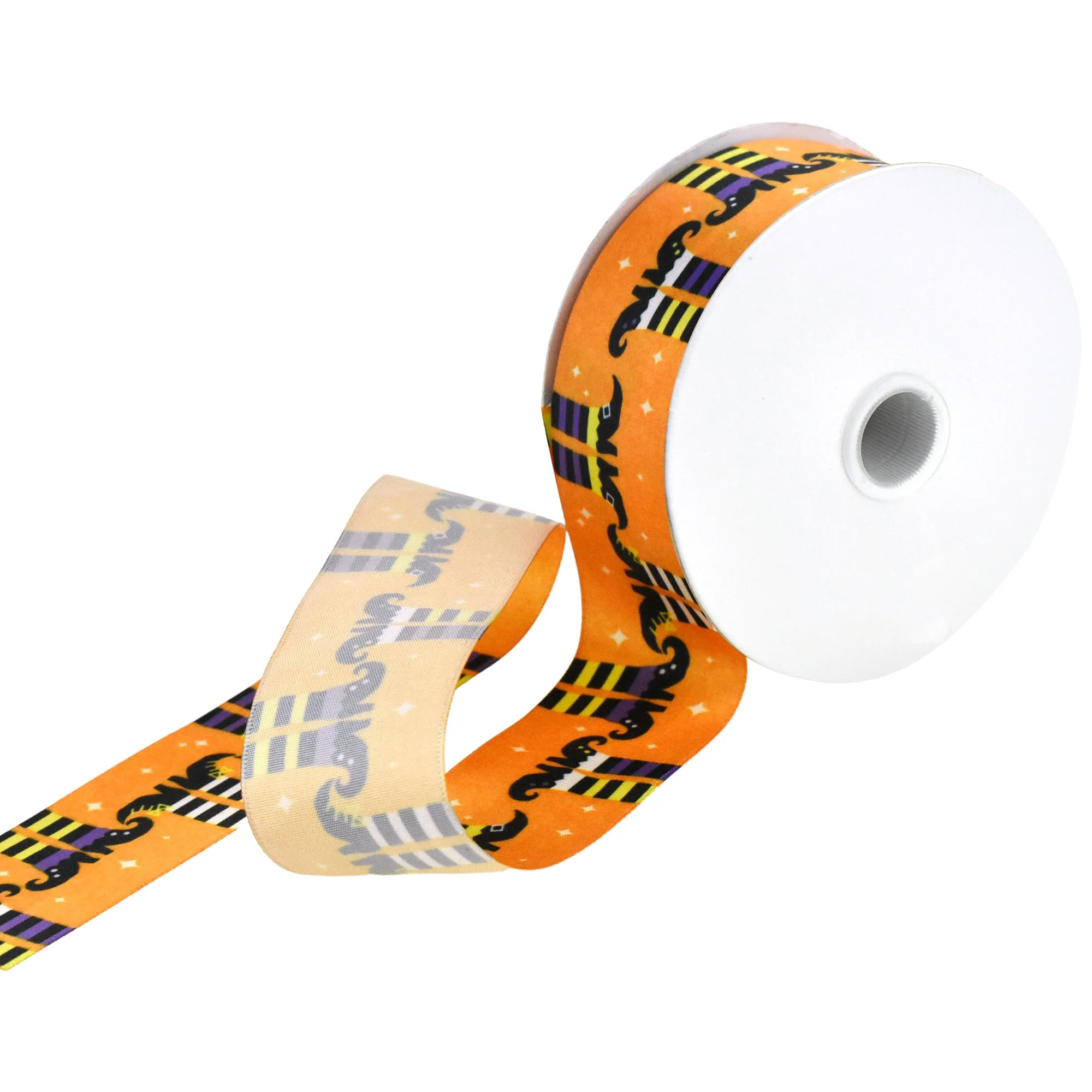 Halloween Witch Stockings Satin Ribbon, 1-1/2-Inch, 10-Yard - Orange - Image 3