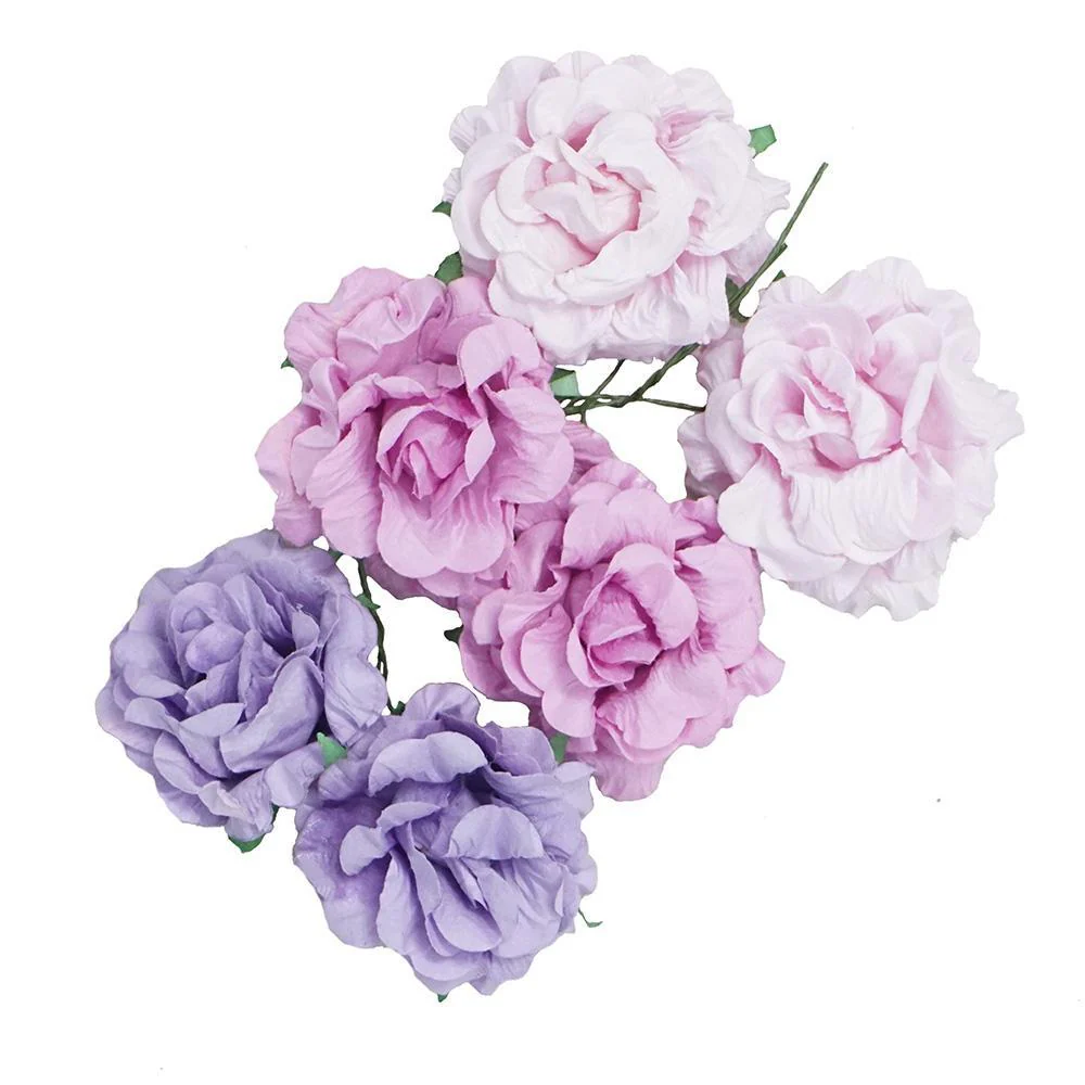 Handmade Paper Open Rose Embellishments, 1-1/2-Inch, 6-Count - Image 5