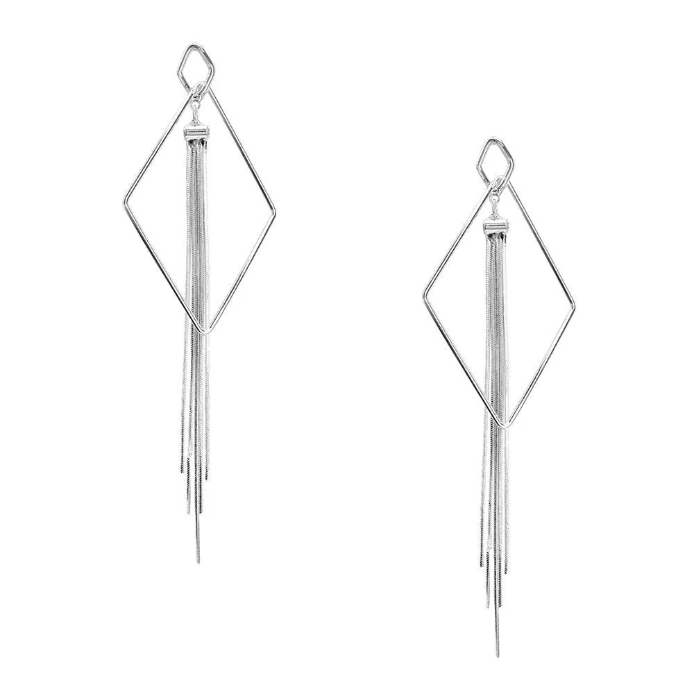 Hanging Diamond Tassel Earrings, 6-Inch - Image 2