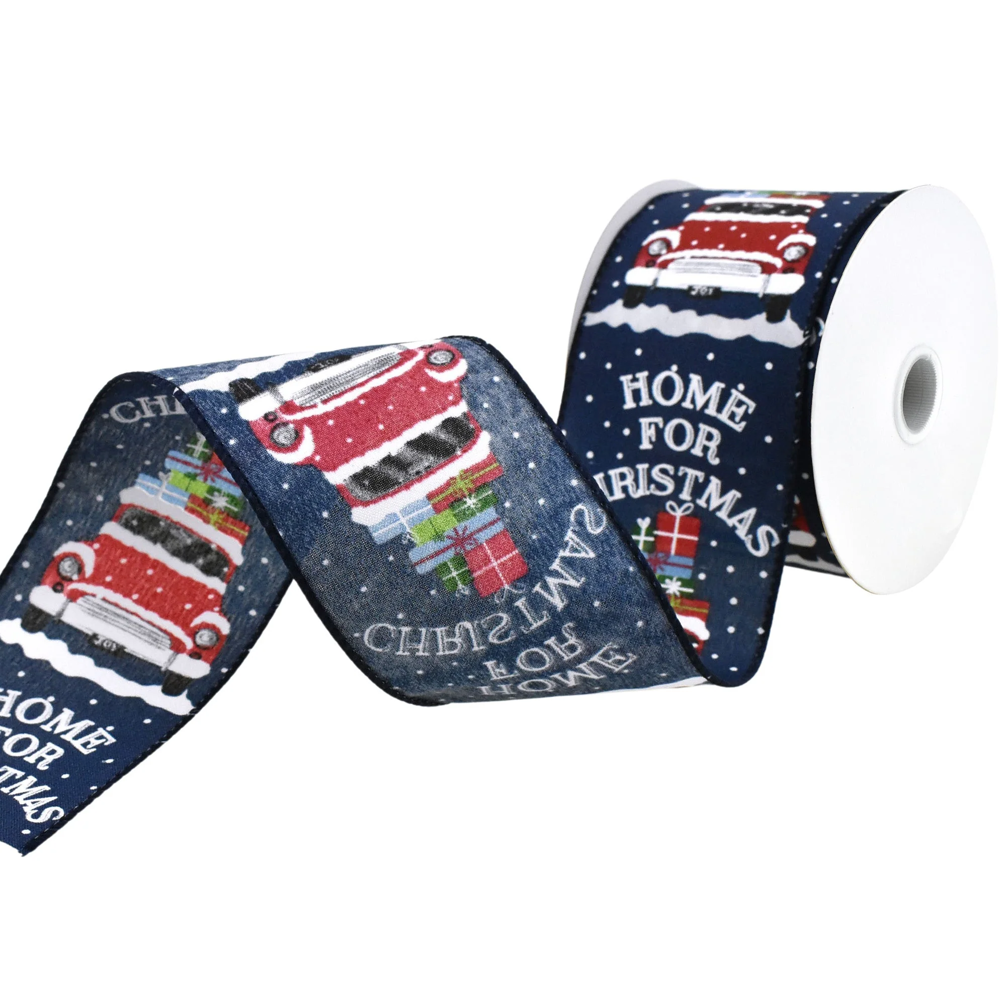 Home for Christmas Car with Presents Wired Ribbon, 2-1/2-Inch, 10-Yard - Image 3