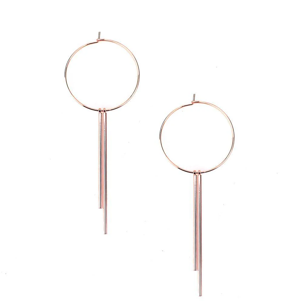 Hoop with Bar Fringe Earrings, 3-Inch - Image 3
