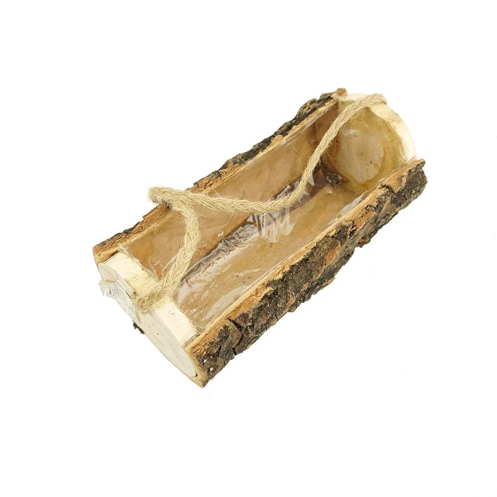 Horizontal Hanging Wooden Bark Planter, 8-Inch - Image 2