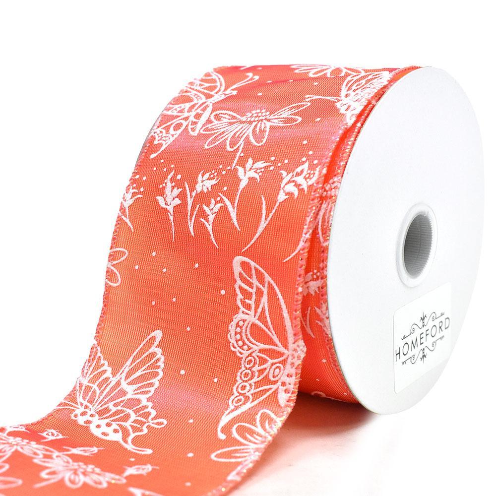 Iridescent Butterflies 2-Toned Satin Wired Ribbon, 10-yard - Image 6