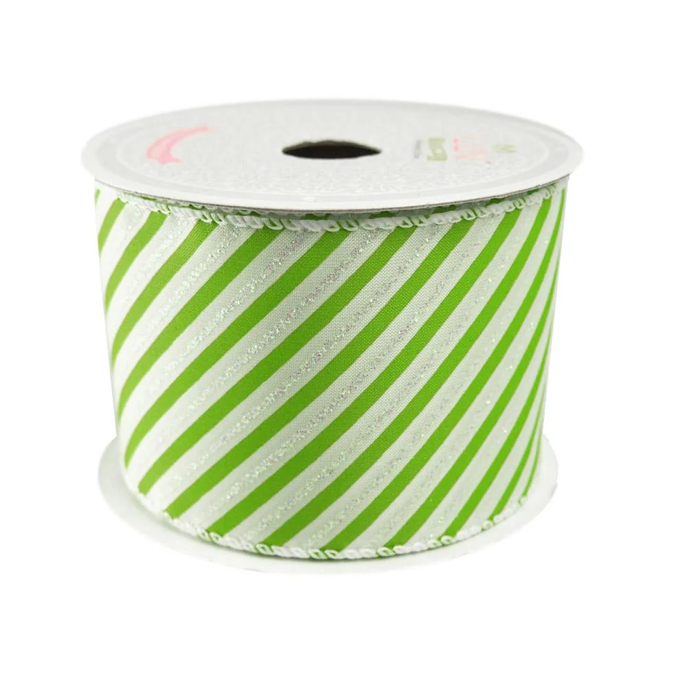 Iridescent Candy Striped Ribbon, 2 1/2-Inch, 10 Yards - Image 2