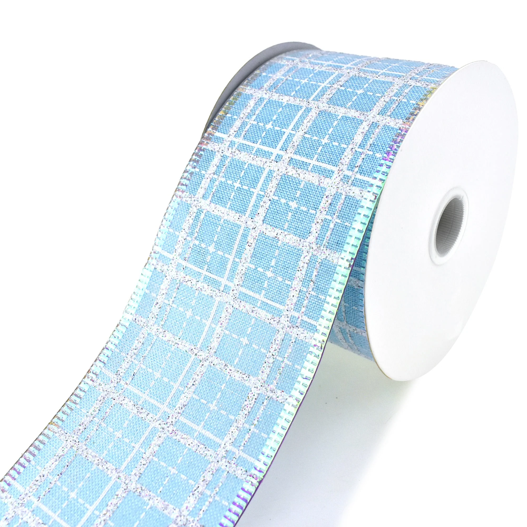 Iridescent Plaid Linen Wired Ribbon, 2-1/2-Inch, 10-Yard - Image 2