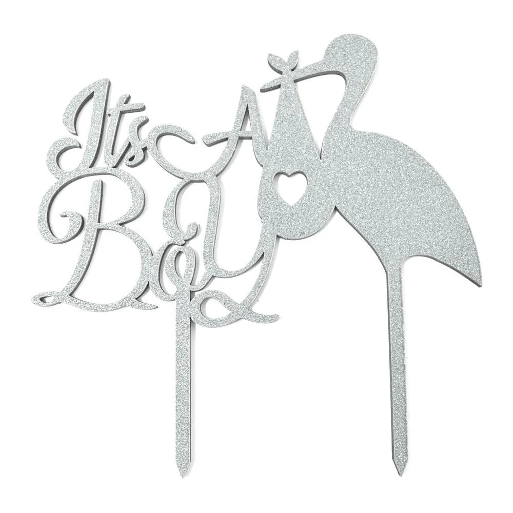 It's A Boy Baby Shower Glitter Cake Topper, 6-1/2-Inch - Image 2