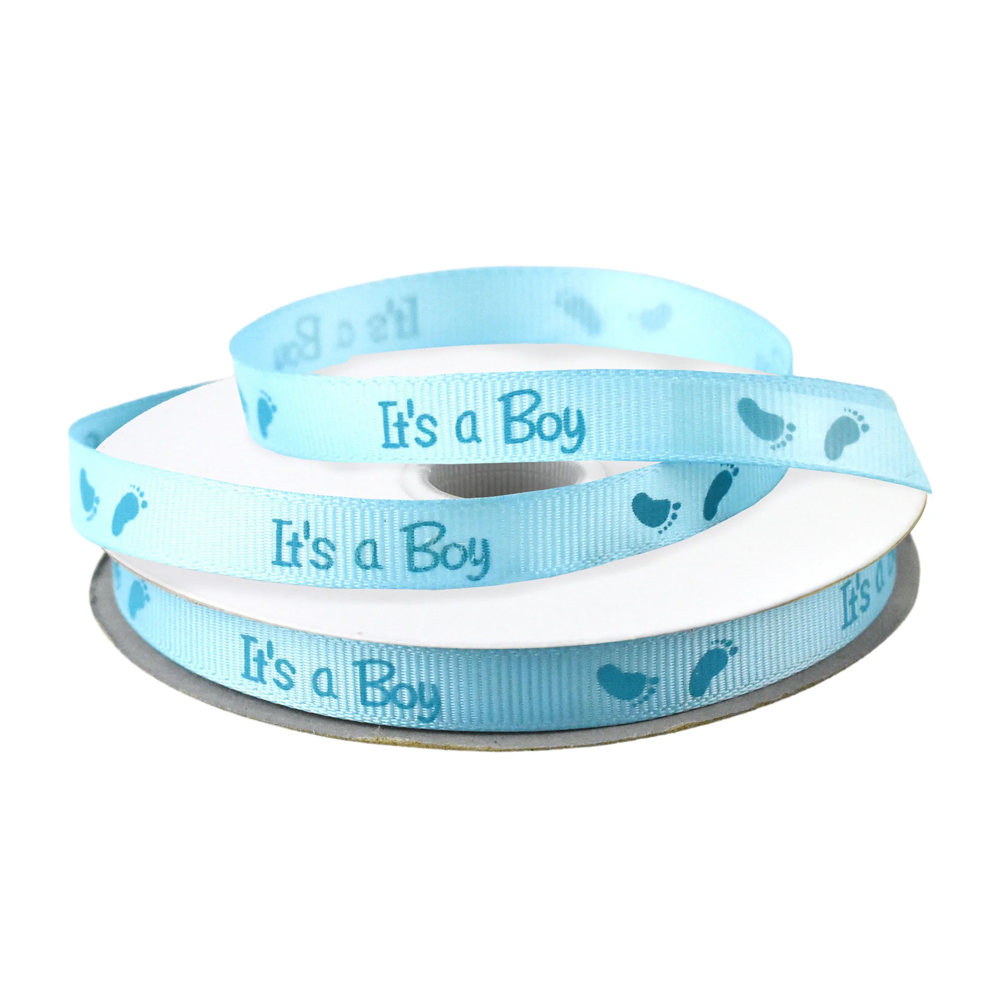 It's a Boy/Girl Footprint Baby Shower Grosgrain Ribbon, 3/8-inch, 25-yard - Image 2