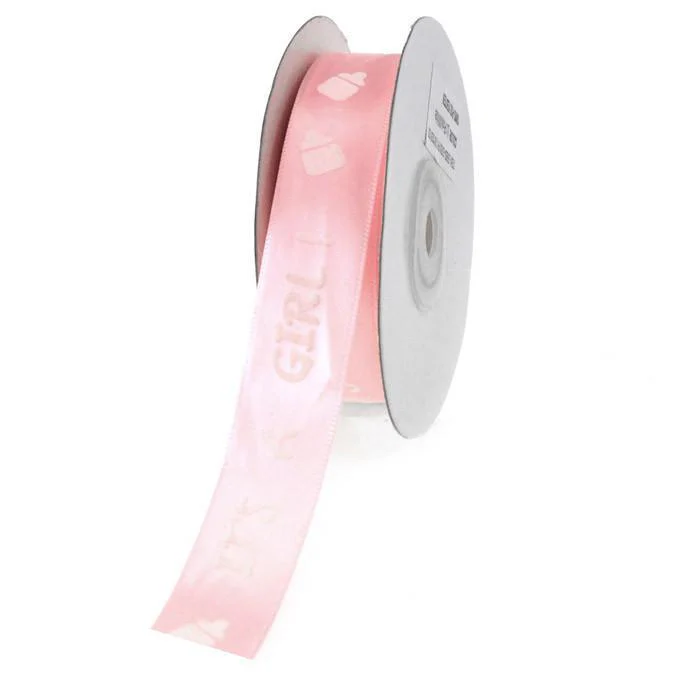 Its A Boy/Girl Print Satin Ribbon, 7/8-inch, 25-yard - Image 3