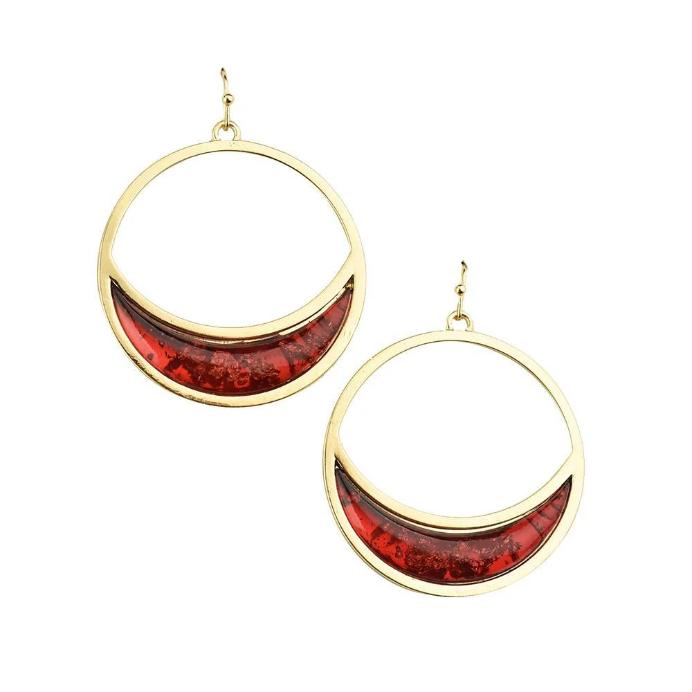 Jewel Toned Accent Circle Drop Dangle Earrings, 1-3/4-Inch - Image 3