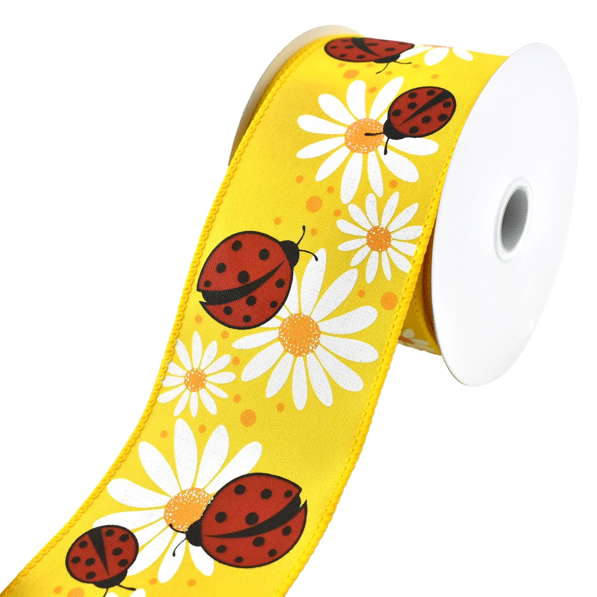 Ladybugs and Daisies Wired Ribbon, 2-1/2-Inch, 10-Yard - Image 2