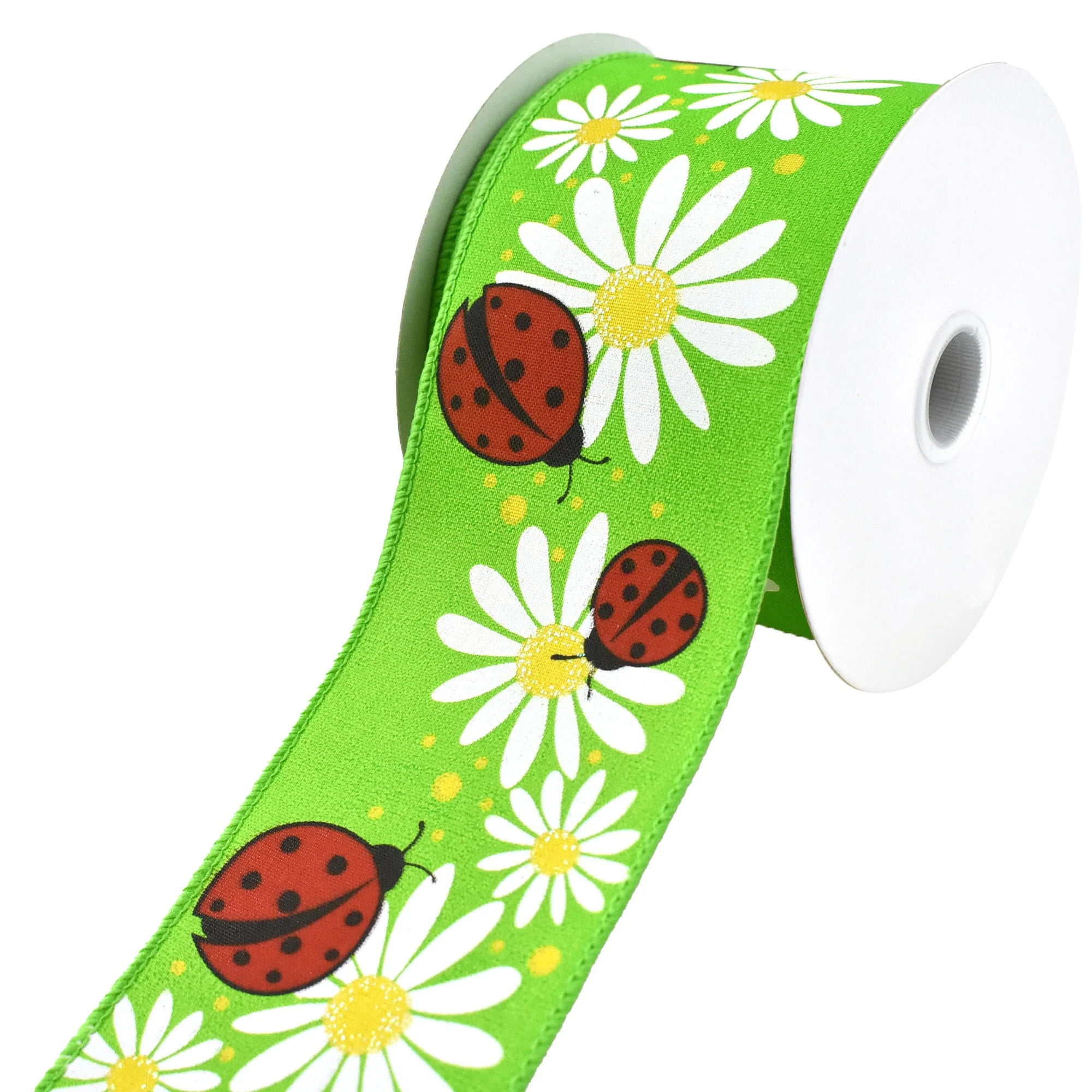 Ladybugs and Daisies Wired Ribbon, 2-1/2-Inch, 10-Yard - Image 3