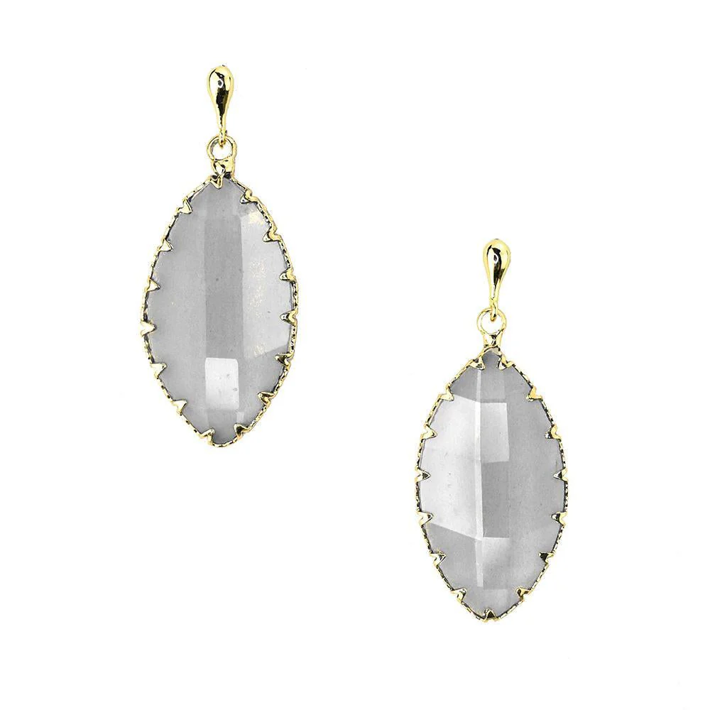 Leaf Shaped Gemstone Drop Earrings, 1-1/4-Inch - Image 3