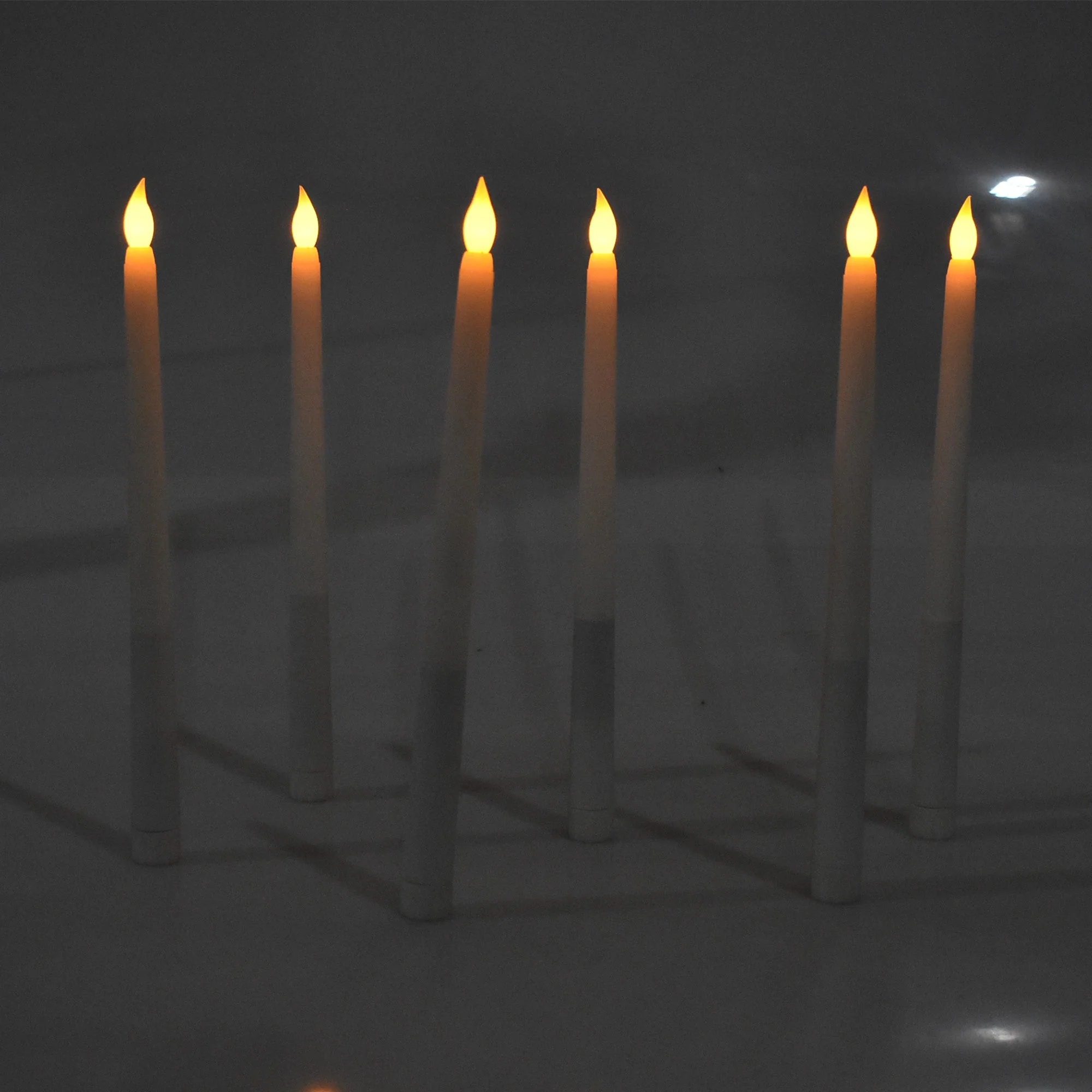 LED Plastic Flickering Taper Candle, White, 11-Inch, 6-Count - Image 2