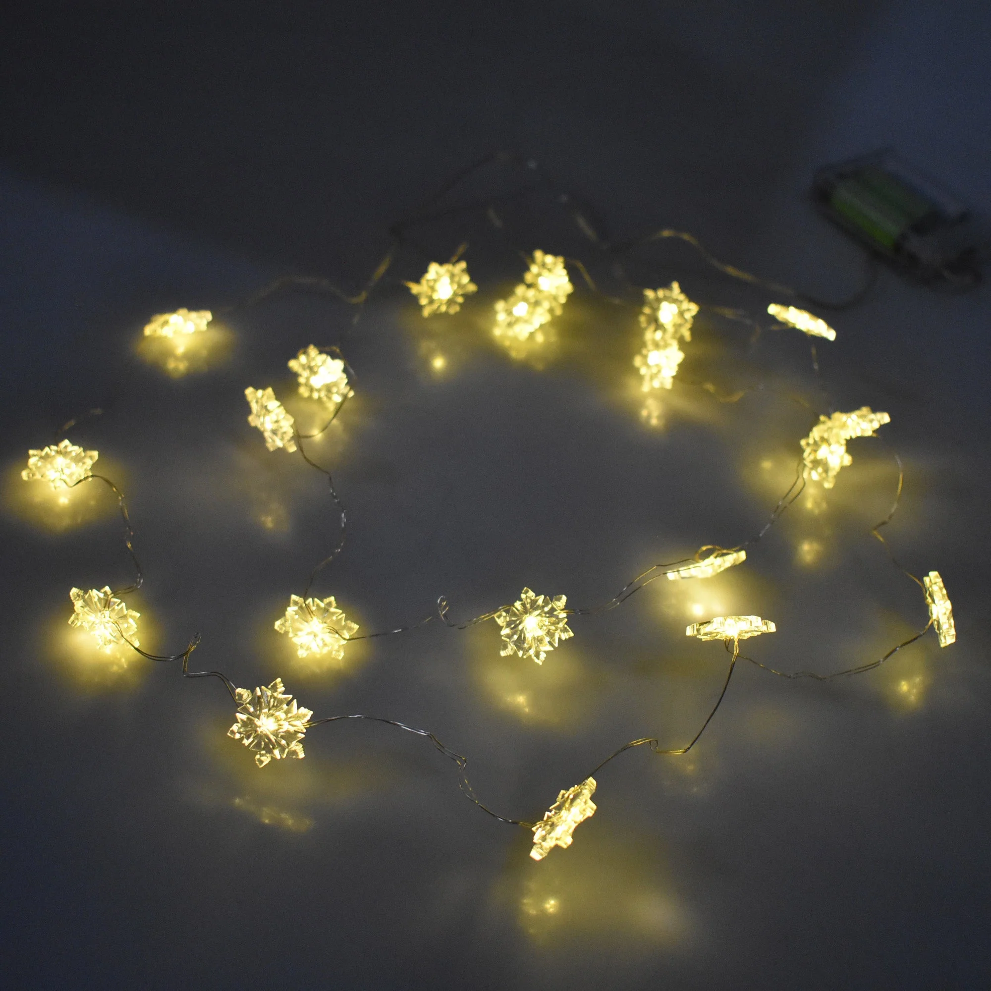 LED Snowflake String Fairy Lights, 6-Feet - Warm White - Image 2