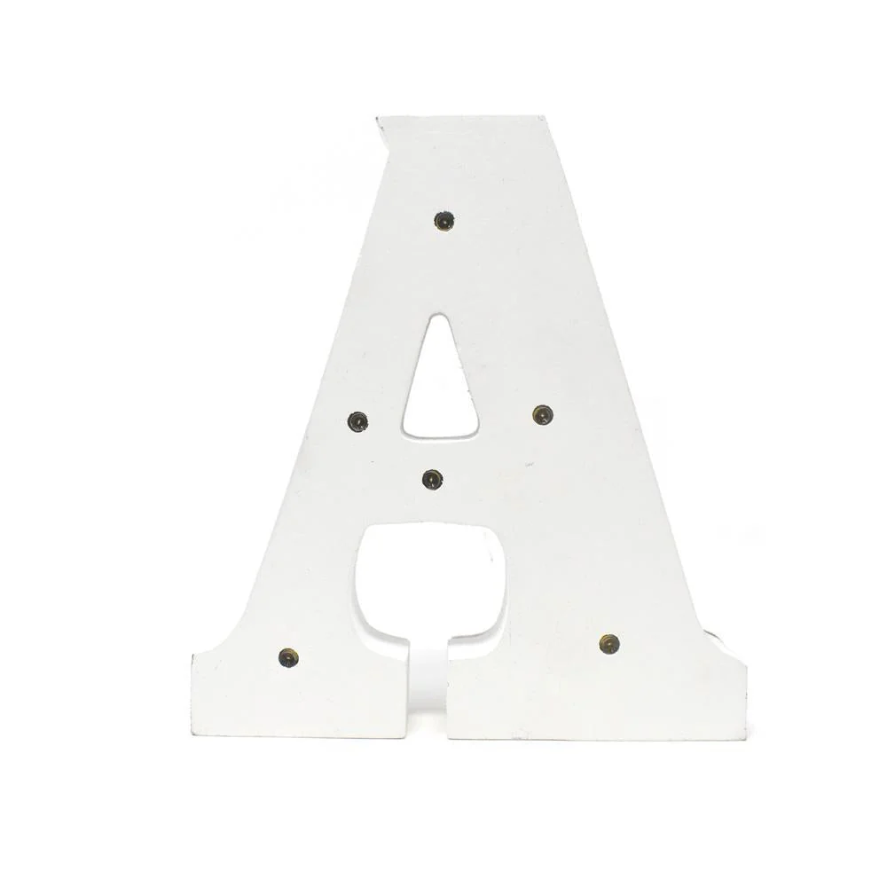 LED Wood Letter A, White, 6-1/4-Inch