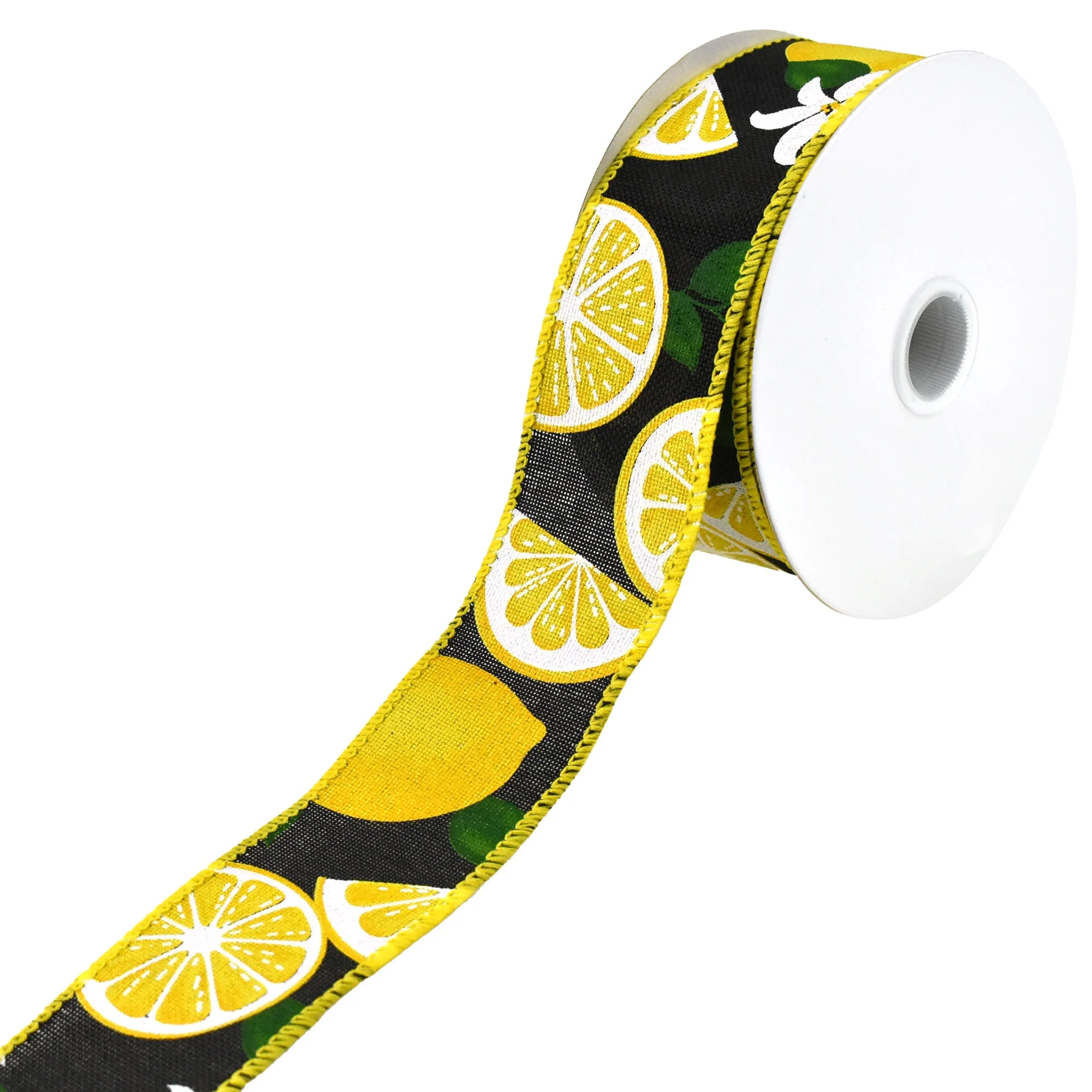 Lemons and Lillies Faux Linen Wired Ribbon, 1-1/2-Inch, 10-Yard - Image 3