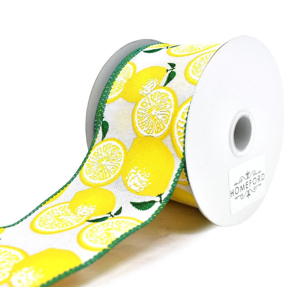 Lemons Linen Wired Edge Ribbon, 2-1/2-Inch, 10-Yard - Image 2