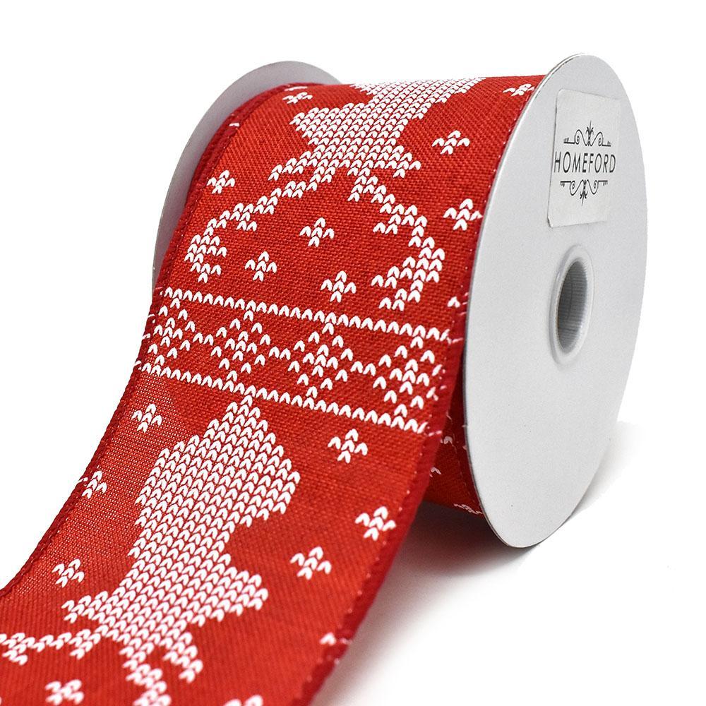 Linen Stitch Deer Heads Wired Ribbon, 2-1/2-Inch, 10-Yard - Image 2