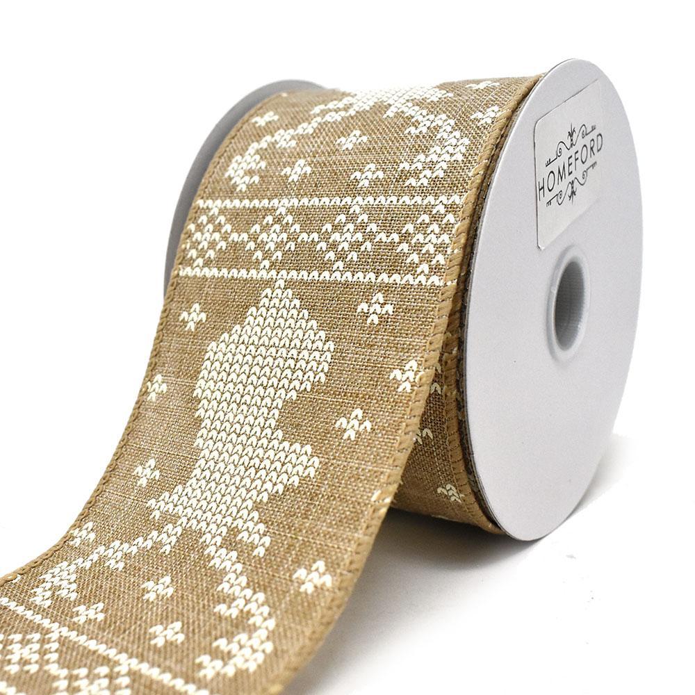 Linen Stitch Deer Heads Wired Ribbon, 2-1/2-Inch, 10-Yard - Image 3