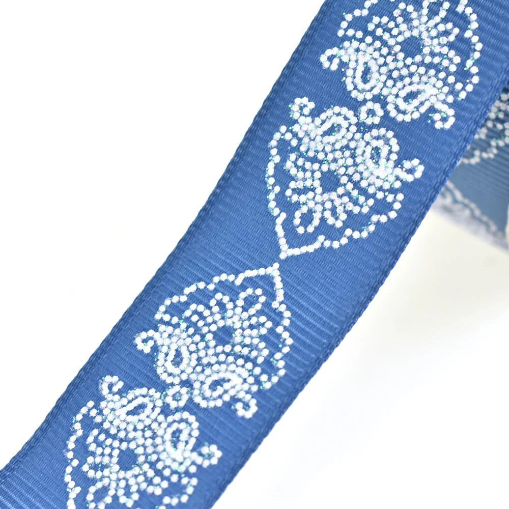 Melissa Glitter Lace Grosgrain Ribbon, 7/8-Inch, 4-Yard, Denim - Image 2