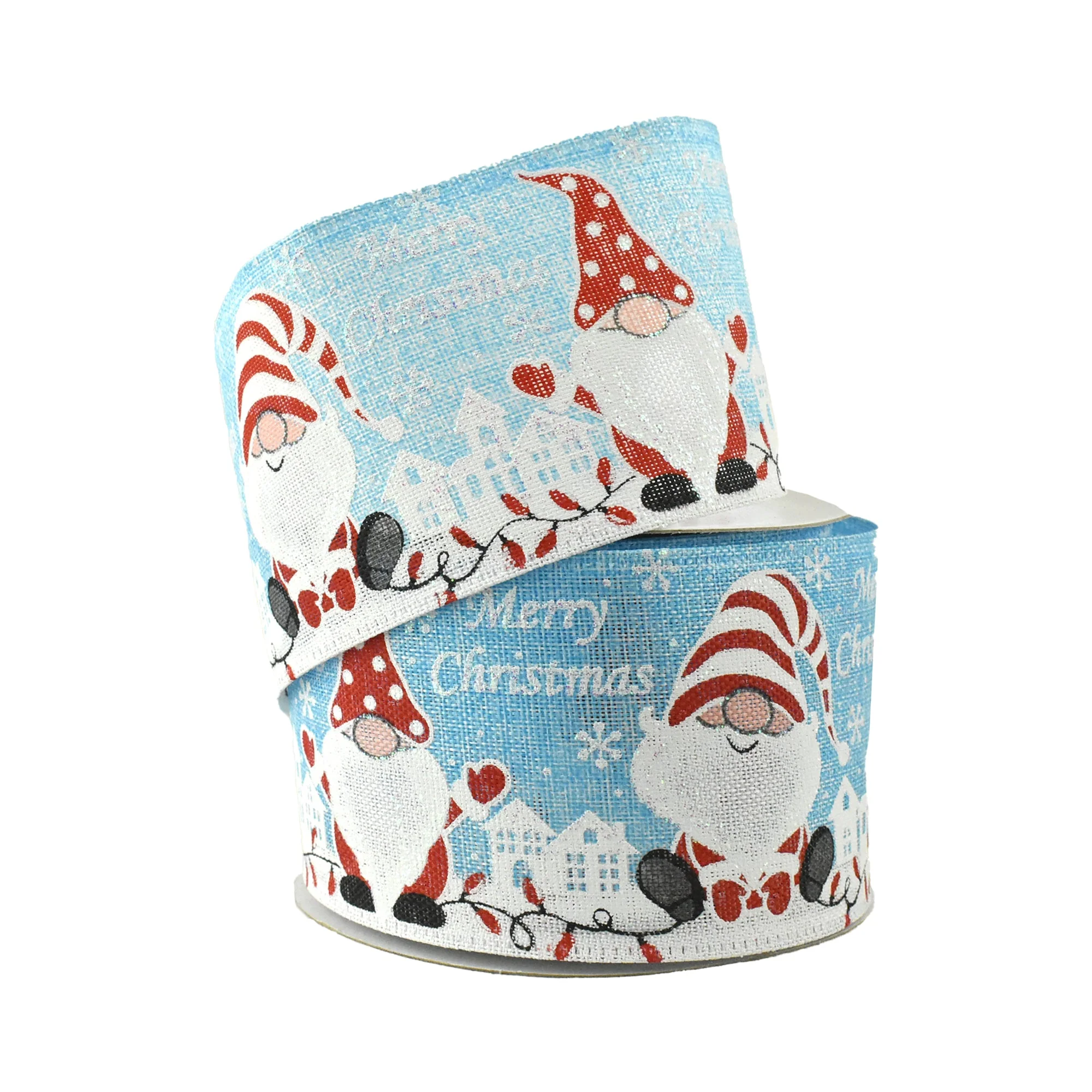 Merry Christmas Gnomes Wired Ribbon, 2-1/2-Inch, 10-Yard - Image 2