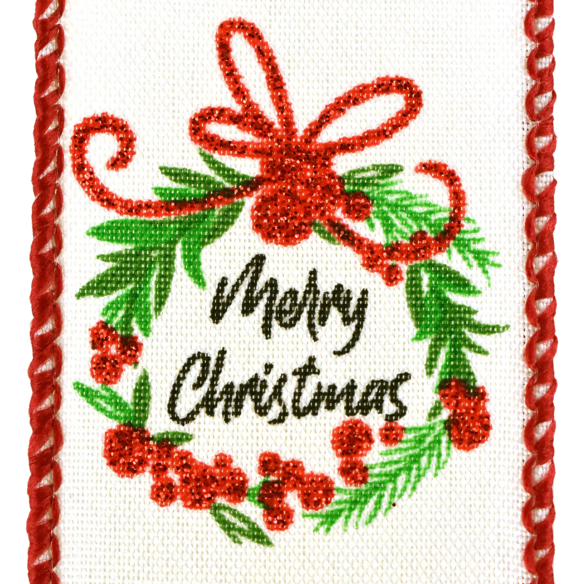 Merry Christmas Wreath Faux Linen Wired Ribbon, 1-1/2-inch, 10-yard - Image 3