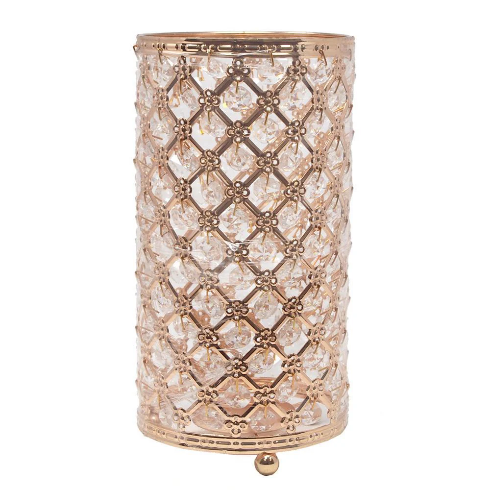 Metal Crystal Candle Holder with Hanging Beads, 9-1/2-Inch - Image 2