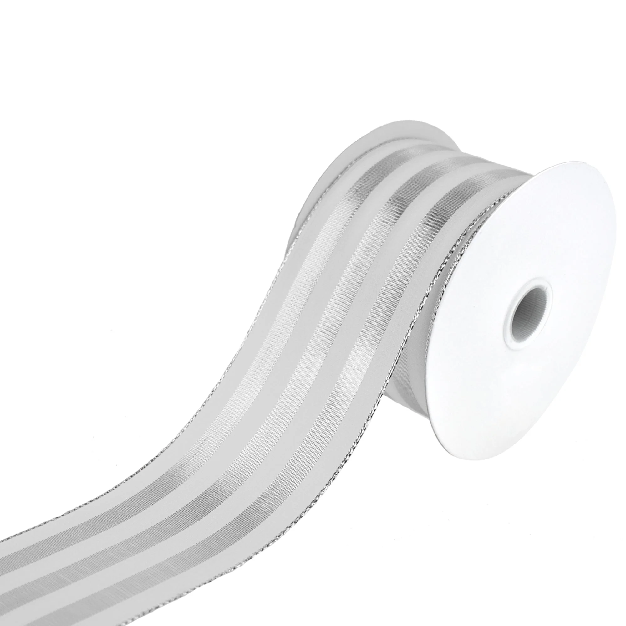 Metallic and Ivory Striped Ribbon, 2-1/2-Inch, 10-Yard - Image 3