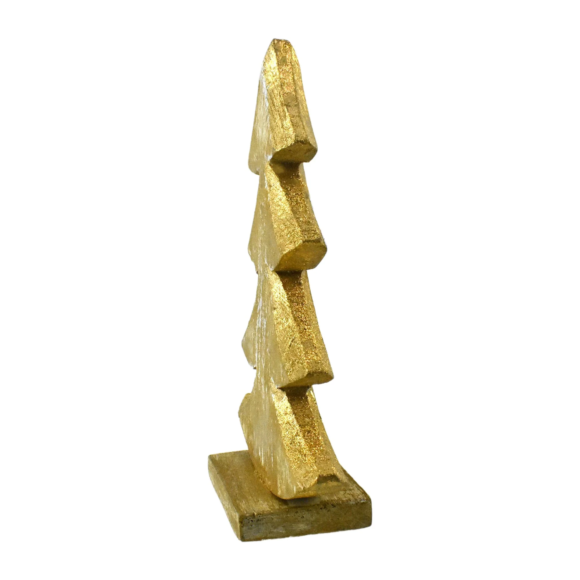 Metallic Brushed Wooden Christmas Tree Centerpiece, 7-Inch - Gold - Image 2