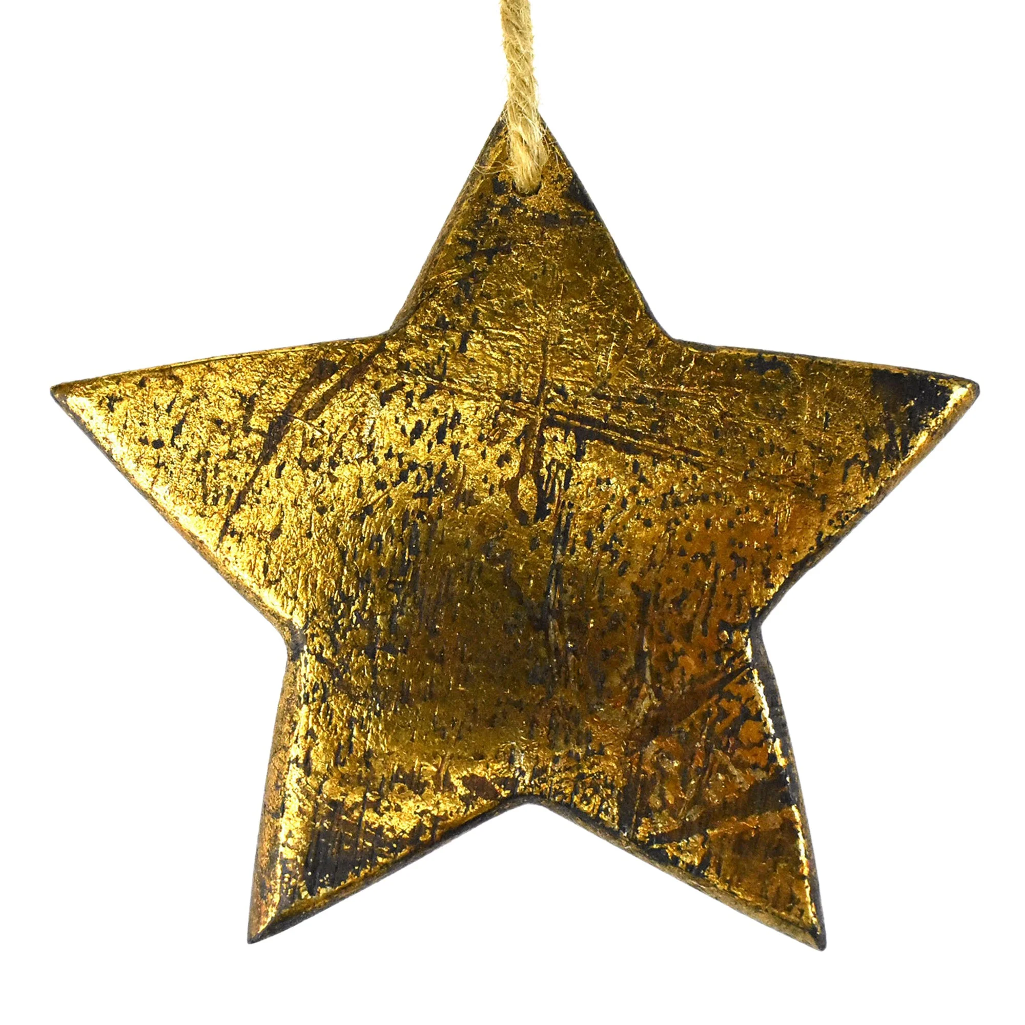 Metallic Brushed Wooden Star Christmas Ornament, 3-1/2-Inch - Gold - Image 3